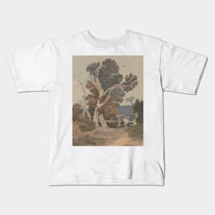 A Group of Trees by a Fence by John Sell Cotman Kids T-Shirt